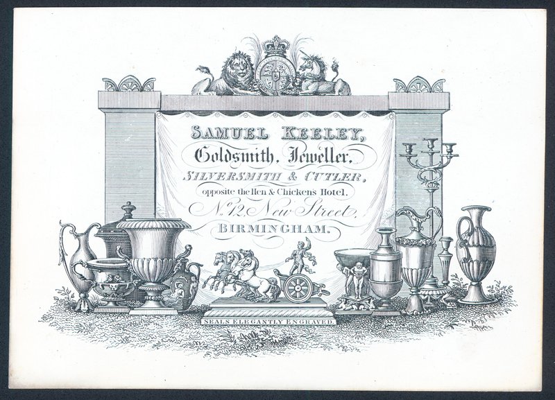 Samuel Keeley, Ourivesaria, Joalheiro, Ourivesaria e Cutler, cartão comercial de English School