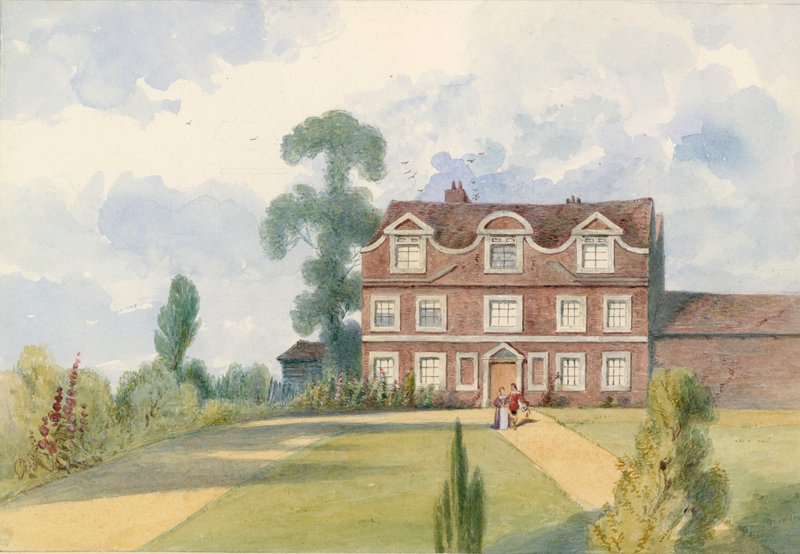 Casa senhorial de Sandford, Fulham, Londres, anteriormente a morada de Nell Gwynne (wc no papel) de English School