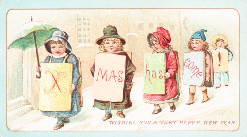 Meninas do sanduíche, cartão de Natal de English School