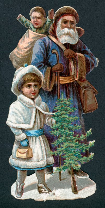 Papai Noel com crianças, cartão de Natal de English School