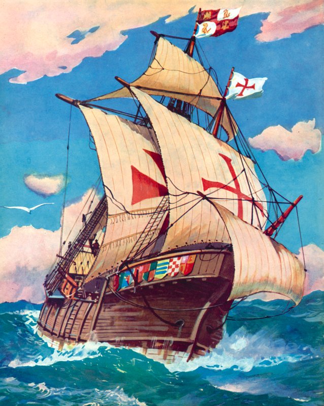 Santa Maria, Cristóvão Colombo (cor litho) de English School