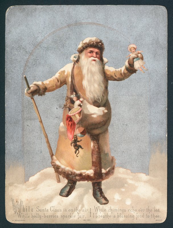 Santa nas nuvens, cartões de Natal de English School