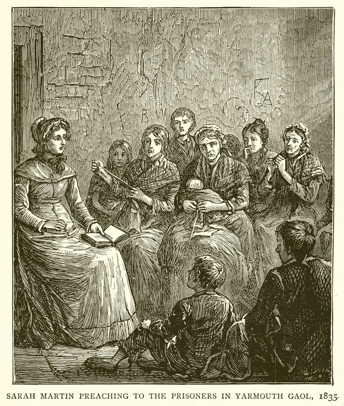 Sarah Martin Pregando aos Prisioneiros em Yarmouth Gaol, 1835 de English School