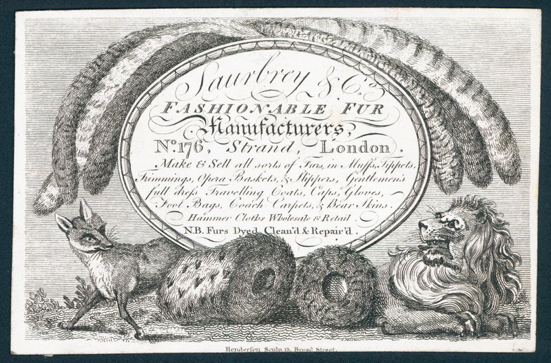 Saubry & Co, fabricantes de peles na moda, cartão de comércio de English School