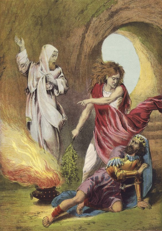 Saul e a Bruxa de Endor (cor litho) de English School