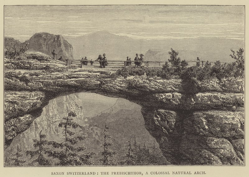 Saxónia Suíça, O Prebischthor, Um Arco Natural Colossal (gravura) de English School