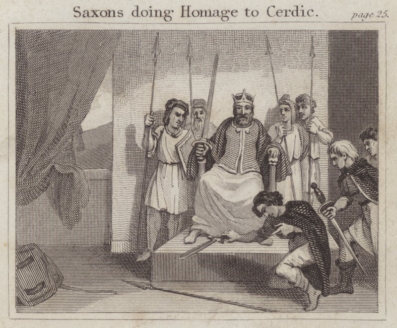 Saxões fazendo homenagem ao Cerdic de English School
