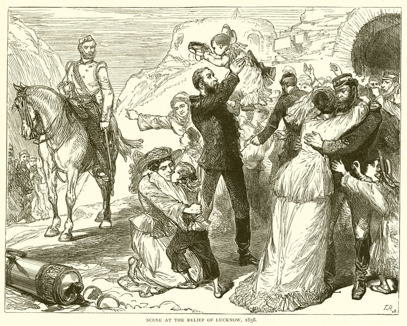 Cena no Alívio de Lucknow, 1858 de English School