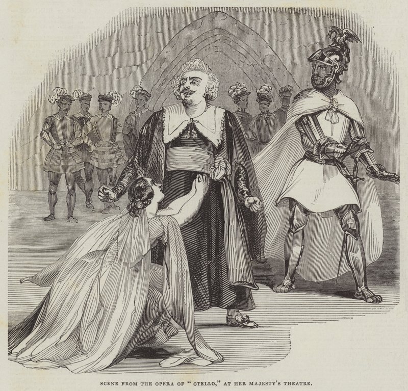 Cena da Ópera de "Otello", no Teatro de Sua Majestade (gravura) de English School