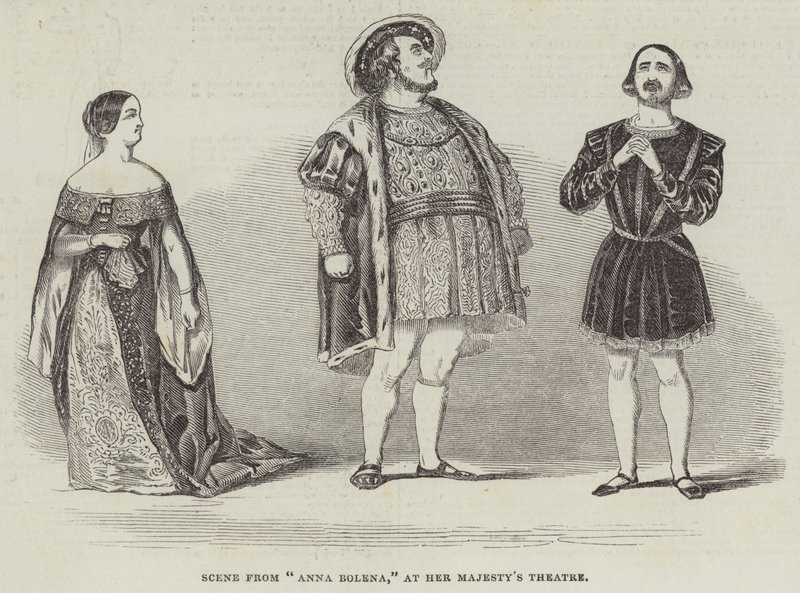 Cena de "Anna Bolena", no Teatro de Sua Majestade (gravura) de English School