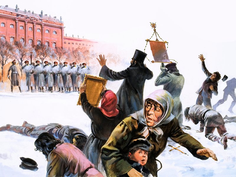 Cena da Revolução Russa de 1905 de English School