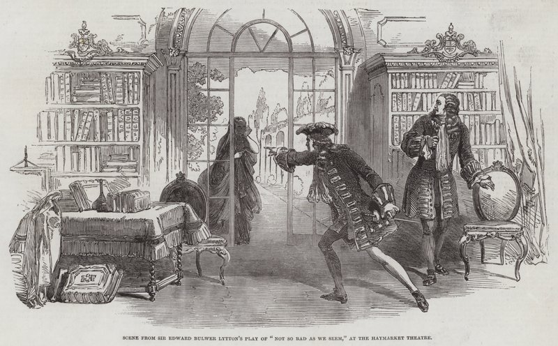 Cena da peça de Sir Edward Bulwer Lytton, "Not So Bad As Weem", no Haymarket Theatre (gravura) de English School
