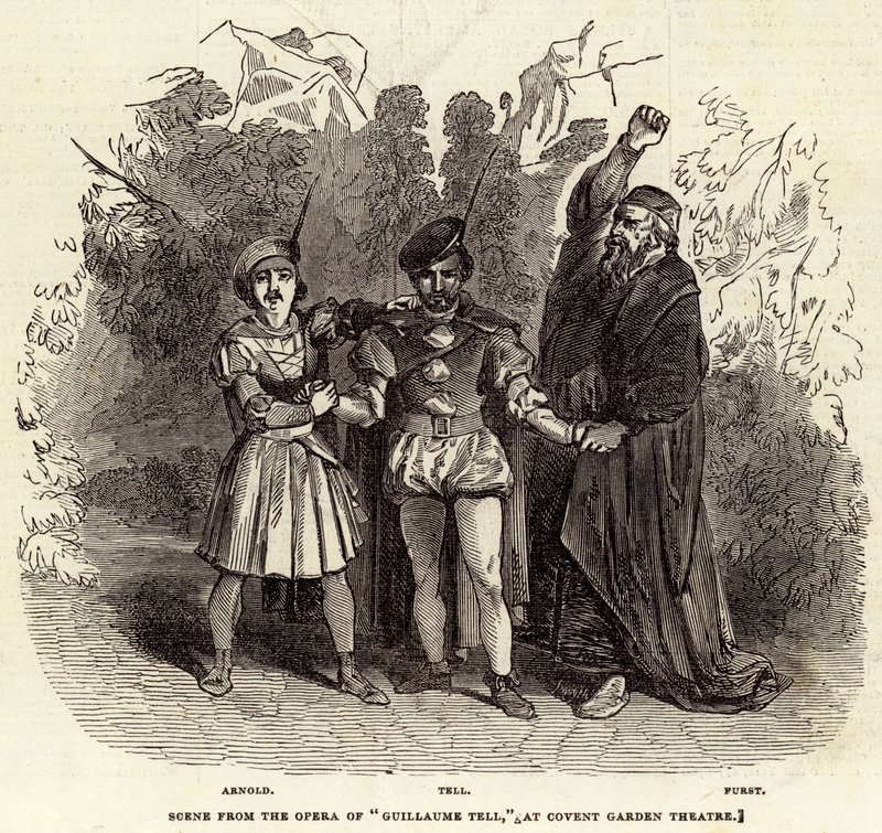 Cena da ópera de "Guillaume Tell", no Covent Garden Theatre (gravura) de English School
