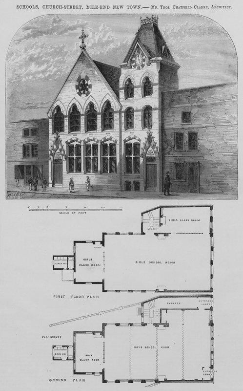 Escolas, Church-Street, Mile-End New Town (gravura) de English School