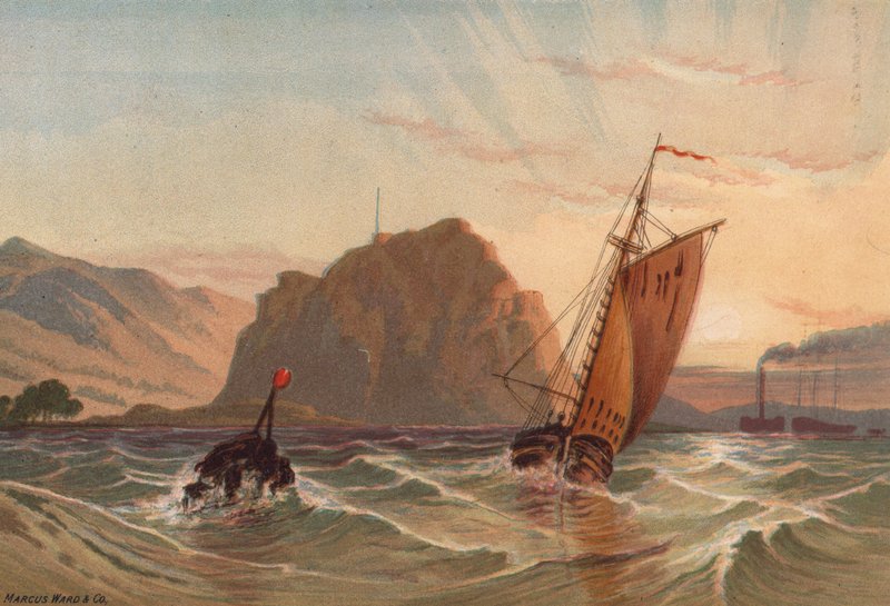 Escócia, Castelo de Dumbarton (cor litho) de English School