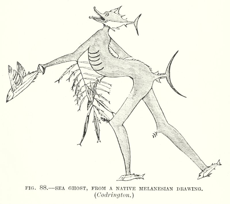Fantasma do mar, de um desenho nativo da Melanésia, Codrington (litografia) de English School
