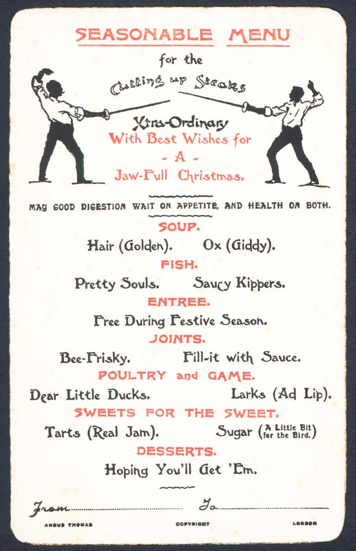 Menu Seasonable, cartão de Natal de English School
