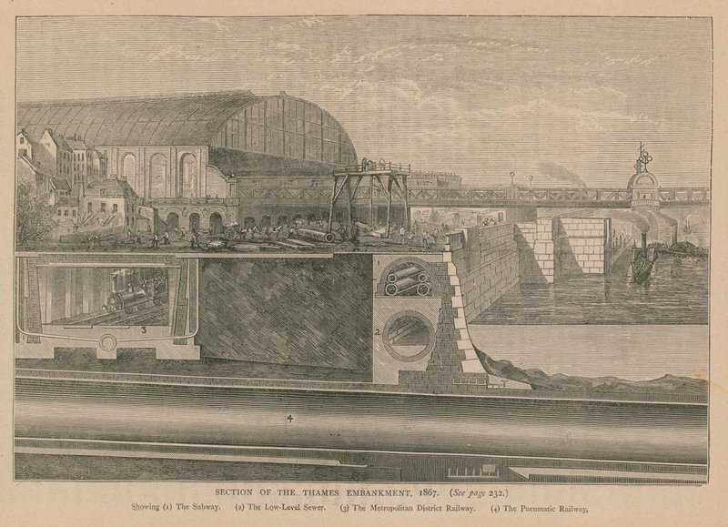 Seção do aterro do Tamisa, 1867 de English School