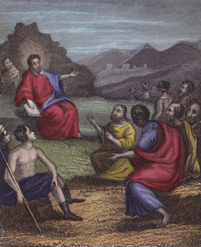 Veja o próprio Filho de Deus um pregador de pé ... (gravura colorida) de English School