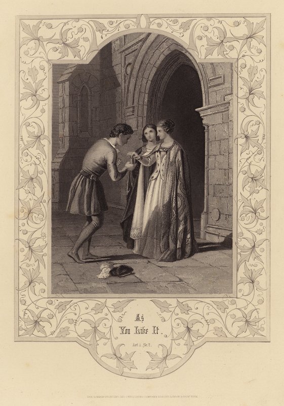 Shakespeare: As You Like It, Ato 1, Cena 2 (gravura) de English School