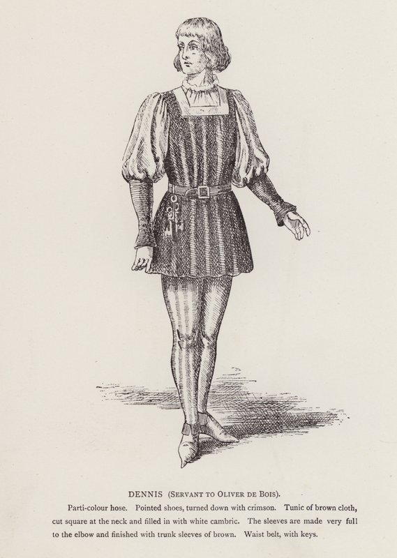 Shakespeare é como tu gostas: Dennis, Servant to Oliver De Bois (litho) de English School