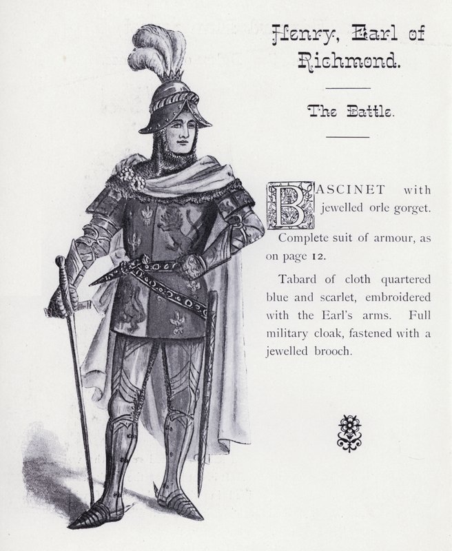O Rei Ricardo III de Shakespeare: Henrique, Conde de Richmond, A Batalha (litho) de English School