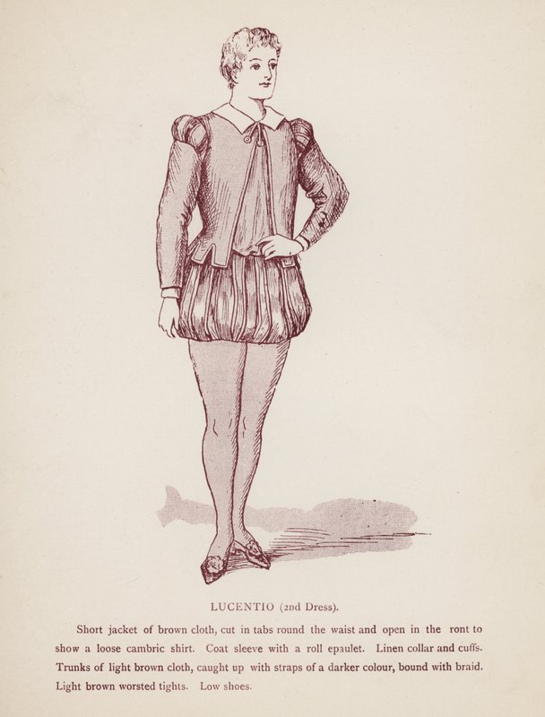 O Shakespeare é o domador da Musa: Lucêncio, 2º Vestido (litho) de English School