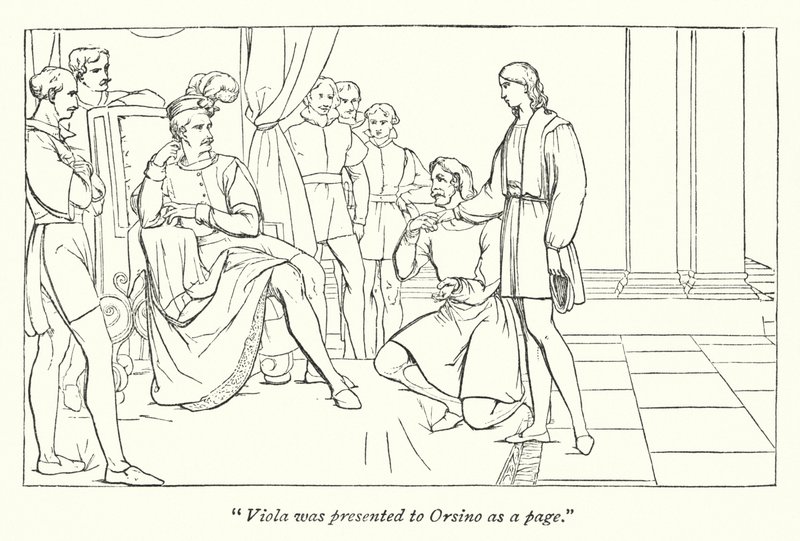 A décima segunda noite de Shakespeare; a legenda apresentando Viola a Orsino de English School