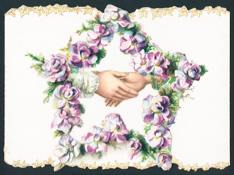 Agitando as mãos dentro da estrela das flores, cartão de English School