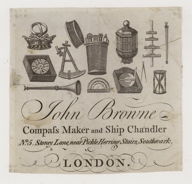 Abastecedores de navios, John Browne, cartão comercial de English School