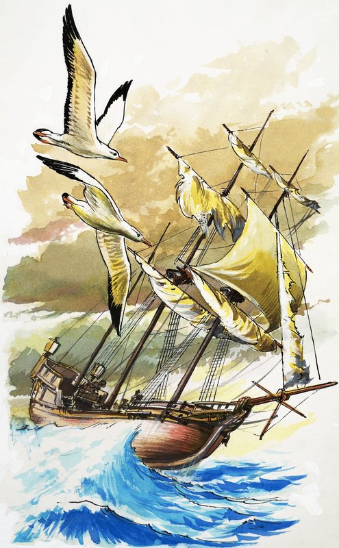 Navio em um mar tempestuoso de English School