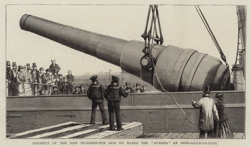Envio da Nova Pistola Hundred-Ton a bordo da "Europa" em Newcastle-on-Tyne (gravura) de English School