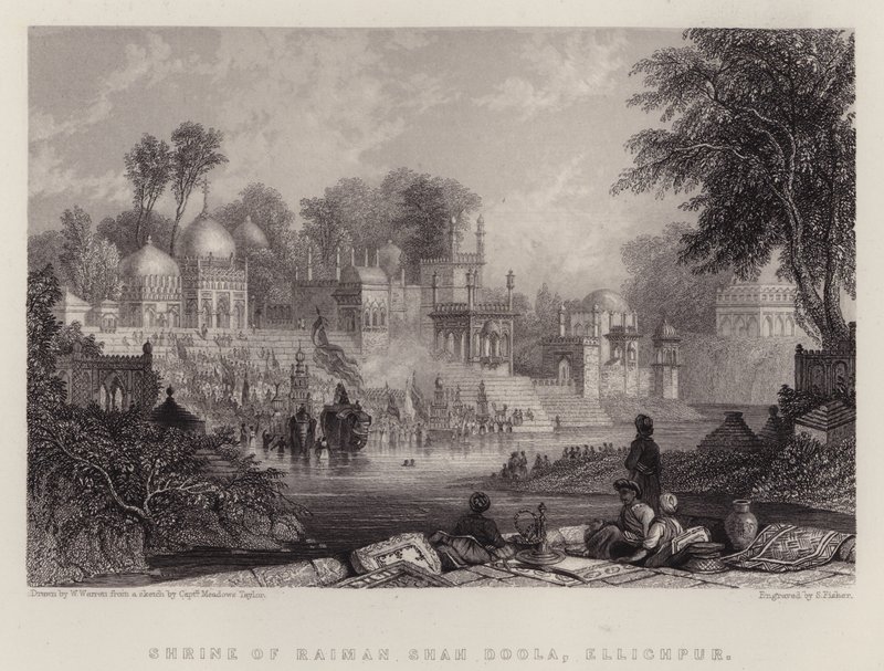 Santuário de Raiman Shah Doola, Ellichpur (cor litho) de English School