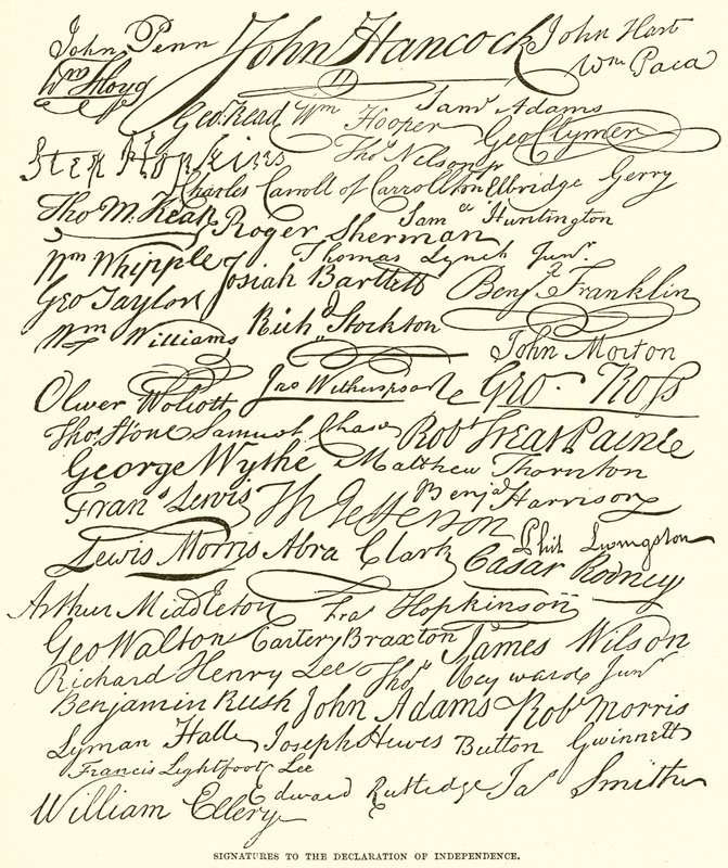 Assinaturas da Declaração de Independência de English School