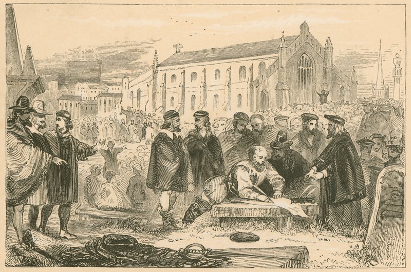 Assinando o Convênio no Cemitério Greyfriars, Edimburgo de English School