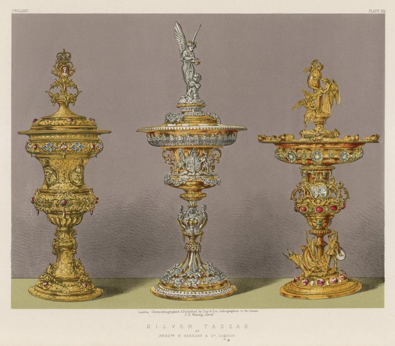 Tazzas de prata por senhores S Garrard e Co, Londres de English School