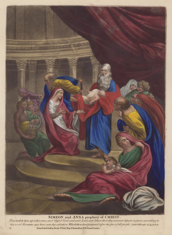Simeão e Anna profecia de Cristo (cor litho) de English School