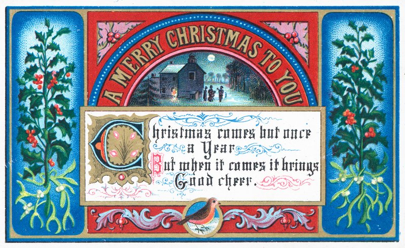 Canções de natal do canto sob o luar, cartão de Natal de English School