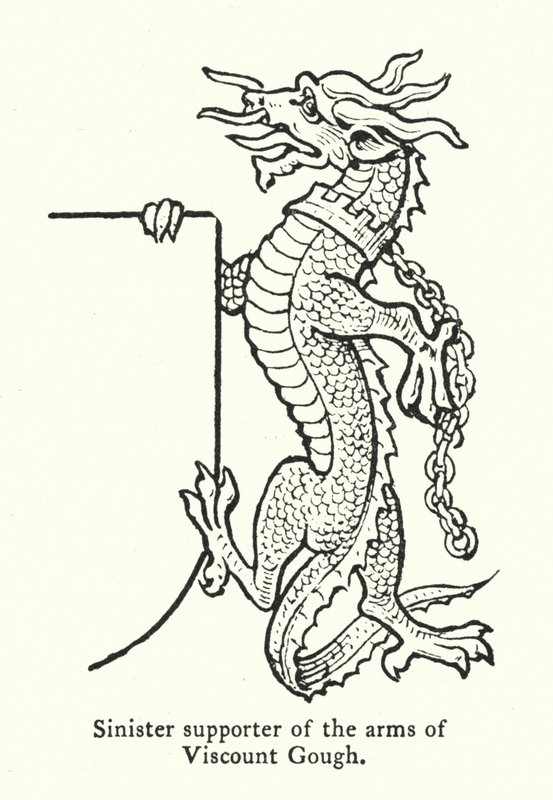 Sinistro defensor dos braços do Visconde Gough (gravura) de English School