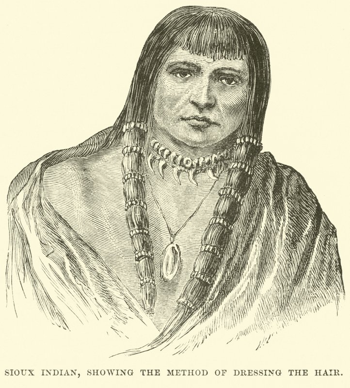 Índio Sioux, mostrando o método de vestir o cabelo de English School