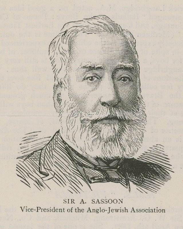 Sir A Sassoon, vice-presidente da Associação Anglo-Judaica de English School