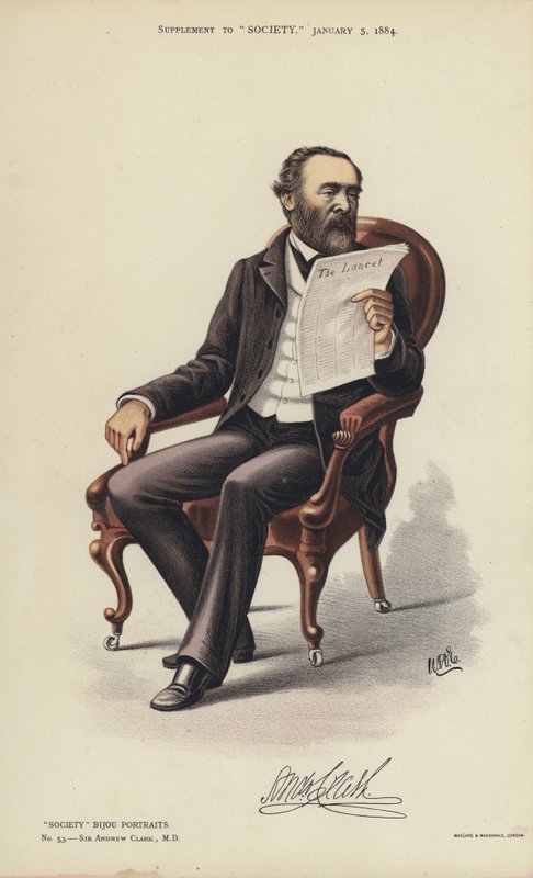 Sir Andrew Clark, MD (cor litho) de English School