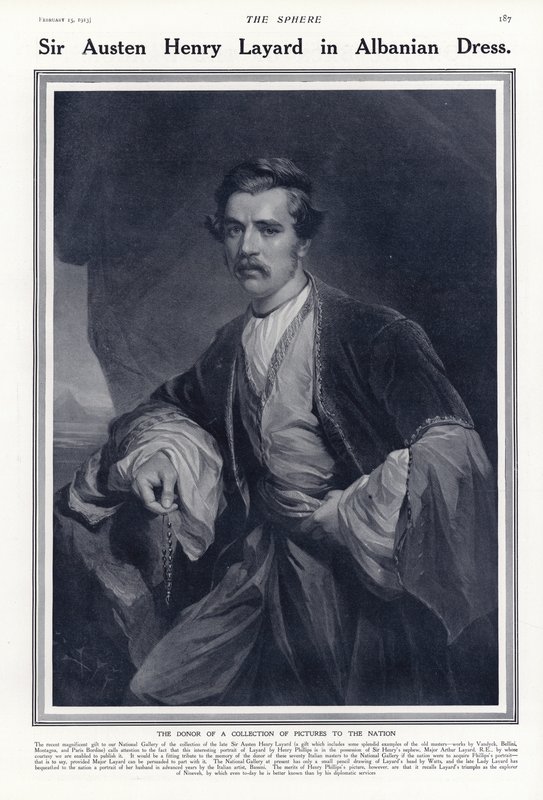Sir Austen Henry Layard em vestido albanês de English School