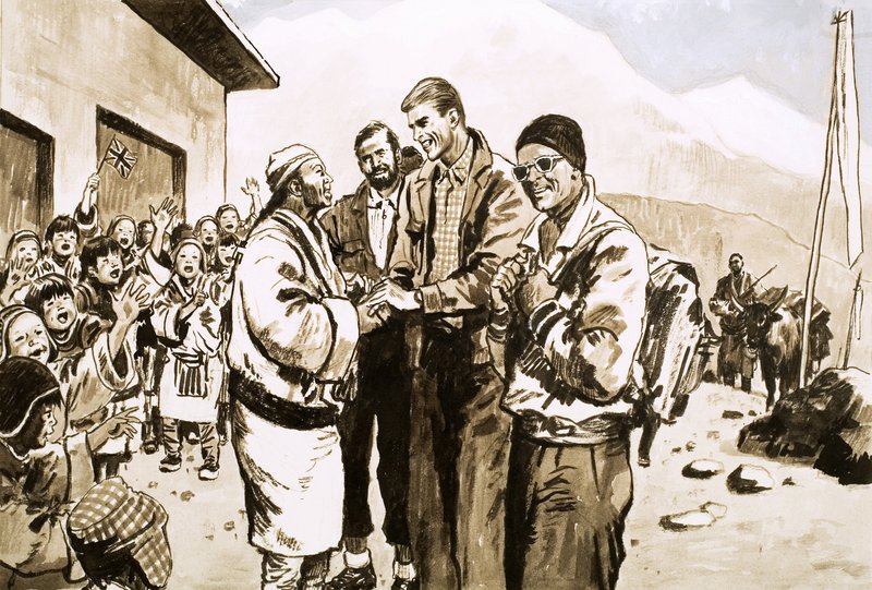 Sir Edmund Hillary revisita o Nepal em 1963 de English School