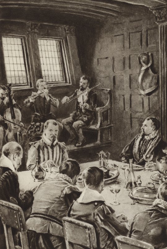 Sir Francis Drake, jantando no The Golden Hind ao som de violinos de English School
