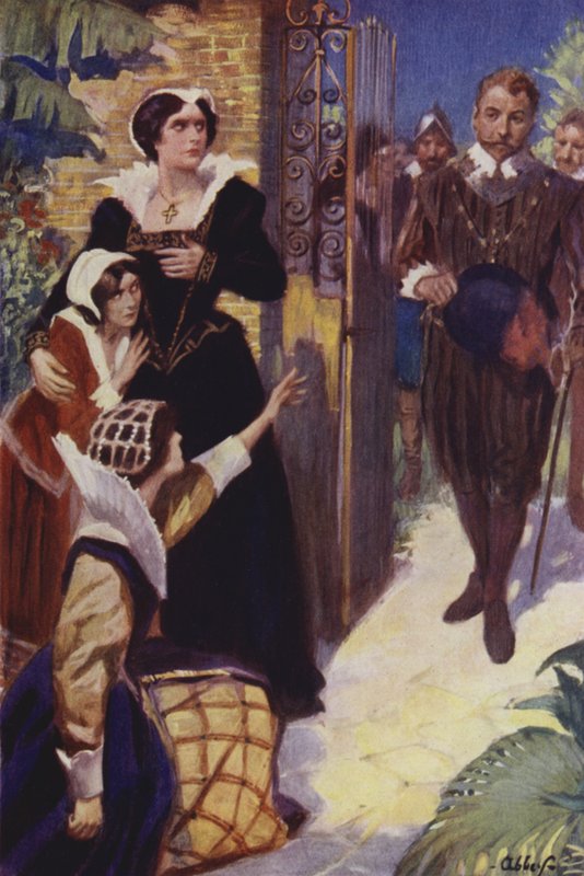 Sir Francis Drake faz uma chamada apressada no Panamá (cor litho) de English School