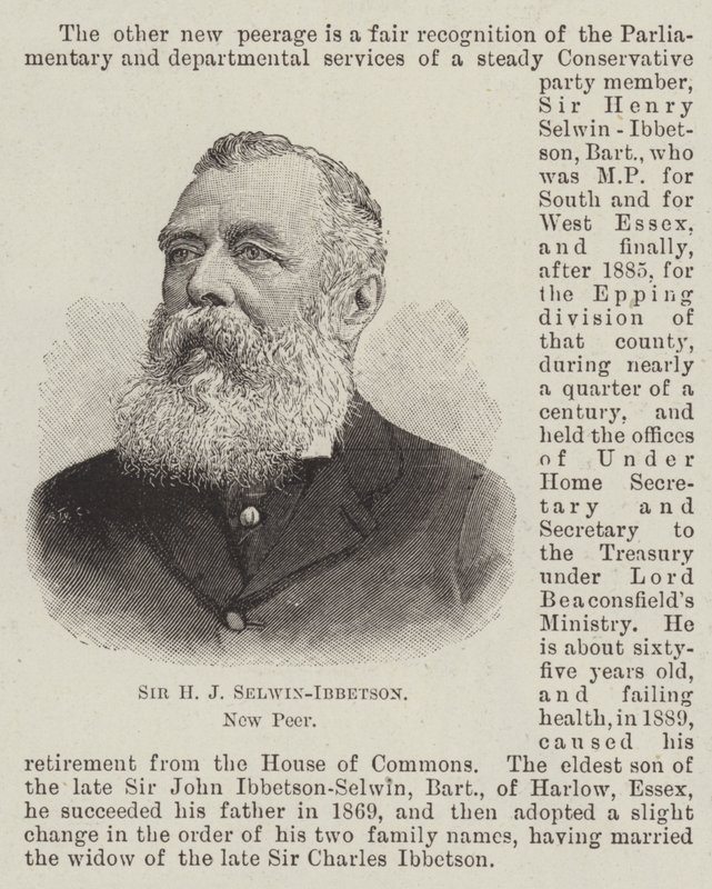 Sir H J J Selwin-Ibbetson, New Peer (gravura) de English School