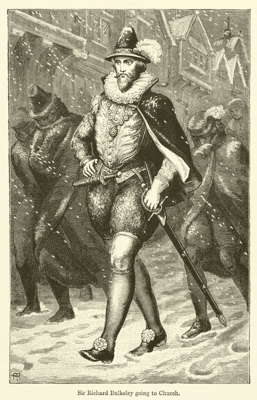 Sir Richard Bulkeley vai à Igreja (gravura) de English School