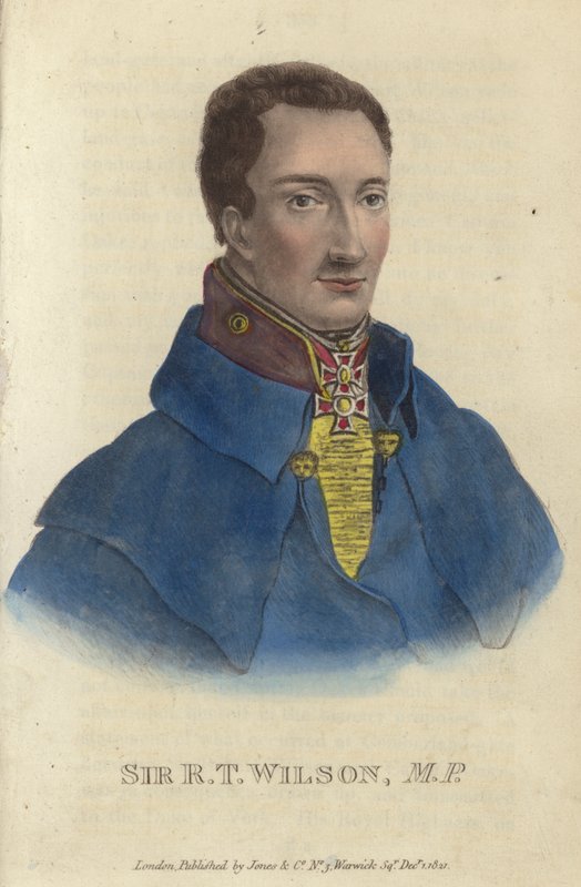 Sir Robert Thomas Wilson, soldado e político britânico (gravura a cores) de English School