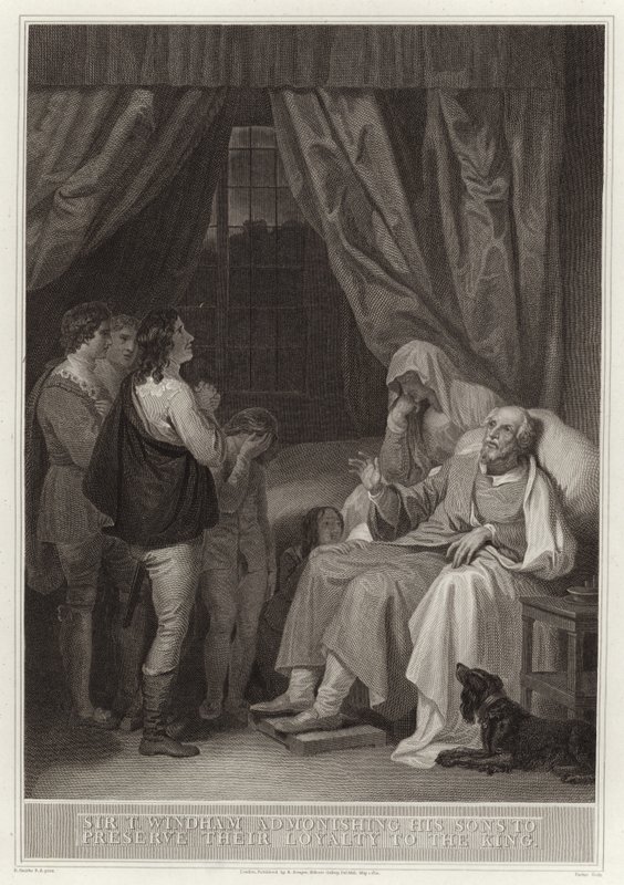 Sir T Windham Advertindo seus Filhos para preservar sua lealdade ao rei de English School